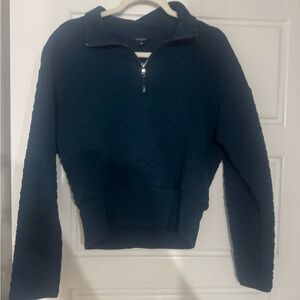 Banana Republic Quilted Half-Zip Sweater Navy Blue